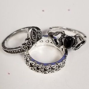 Lot of 3 silvertone rings
